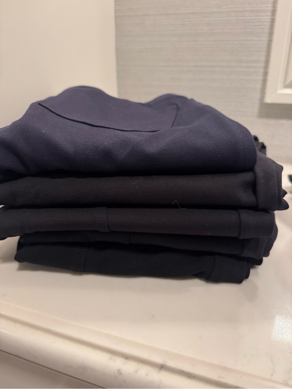 Daily Ritual Ponte Knit Seamed-Front Navy and Black Leggings (5 pairs)